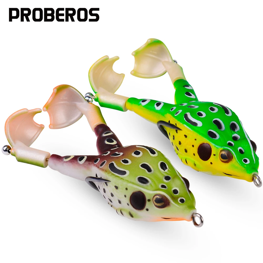 PROBEROS 1 шт. Мягкая рыболовная приманка 9,5 см-13,5 г Силиконовая трубка Искусственная приманка с двойным крючком Поплавочная приманка Topwater Ray Frog