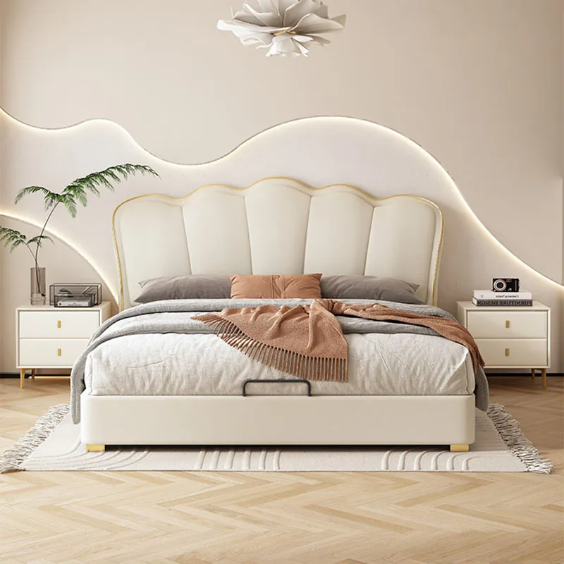 Деревянная кровать для скандинавской девушки, Мастер-милый Современный салон, Двуспальная кровать, Белая Роскошная мебель для спальни Princess Letto Matrimoniale