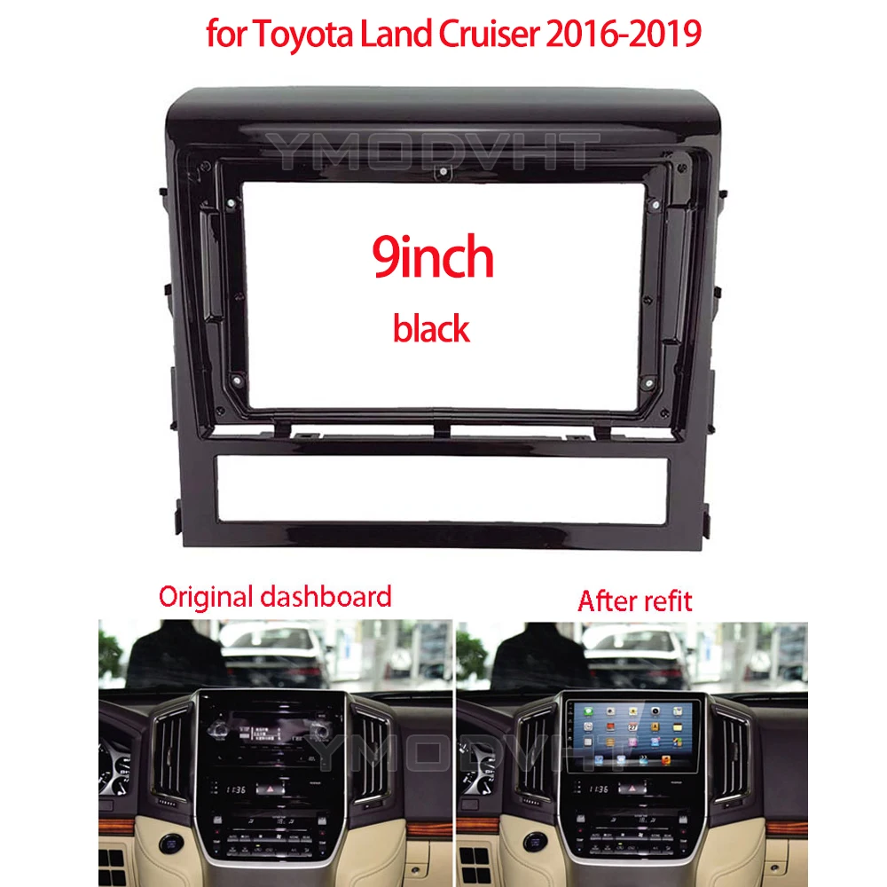 9-дюймовая панель автомобильного радиоприемника для Toyota Land Cruiser 2016 2017 2018 2019 DVD Стереопанель Комплект для установки рамки приборной панели
