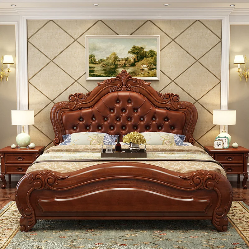Деревянная уникальная роскошная кровать King Size Master, Дешевая мягкая кровать размера 